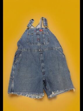 Dickies Cutoff Carpenter Blue Denim Summer Bib Overalls Sz 40 X 6 1/2”